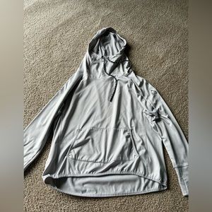 mock neck hoodie - size large - grey